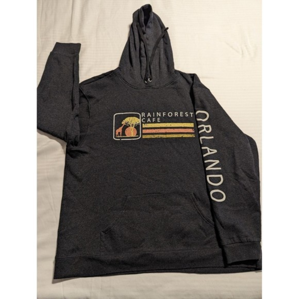 Rainforest Cafe Men Sz 2XL Charcoal Gray Pullover Hoodie‎